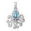 Sterling Silver Rhodium-plated Polished Crystal Octopus Pendant
