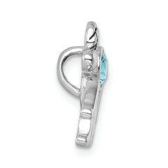 Sterling Silver Rhodium-Plated Blue Crystal Turtle Aruba Pendant