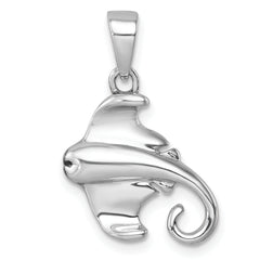 Sterling Silver Rhodium-plated Polished Cownose Stingray Pendant