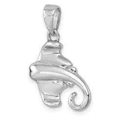 Sterling Silver Rhodium-plated Polished Cownose Stingray Pendant