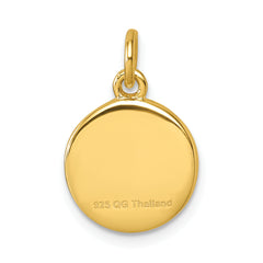Sterling Silver Vermeil 'Ti' Round Charm