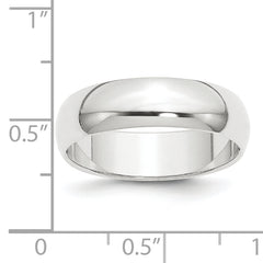 Platinum 6mm Half Round Featherweight Wedding Band Size 12