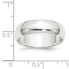 Platinum 8mm Half Round Featherweight Wedding Band Size 12