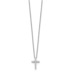 14k White Gold 1/4 carat Lab Grown Diamond VS/SI+ G+ Complete 18 inch Cross Pendant Necklace
