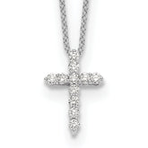14k White Gold 1/4 carat Lab Grown Diamond VS/SI+ G+ Complete 18 inch Cross Pendant Necklace