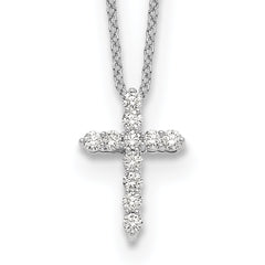 14k White Gold 1/4 carat Lab Grown Diamond VS/SI+ G+ Complete 18 inch Cross Pendant Necklace