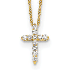 14k 1/4 carat Lab Grown Diamond VS/SI+ G+ Complete 18 inch Cross Necklace