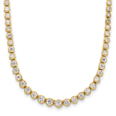 14k 3 carat Lab Grown Diamond VS/SI+ G+ 16 inch with a 2 inch extension Graduated Bezel Set Tennis Necklace