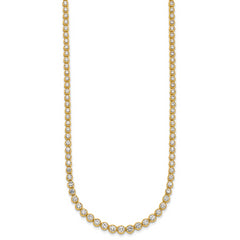 14k 5 carat Lab Grown Diamond VS/SI+ G+ 16 inch with a 2 inch extension Graduated Bezel Set Tennis Necklace