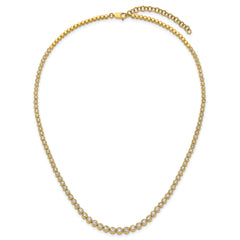 14k 5 carat Lab Grown Diamond VS/SI+ G+ 16 inch with a 2 inch extension Graduated Bezel Set Tennis Necklace