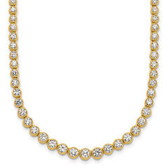 14k 5 carat Lab Grown Diamond VS/SI+ G+ 16 inch with a 2 inch extension Graduated Bezel Set Tennis Necklace