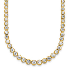 14k 7 carat Lab Grown Diamond VS/SI+ G+ 16 inch with a 2 inch extension Graduated Bezel Set Tennis Necklace