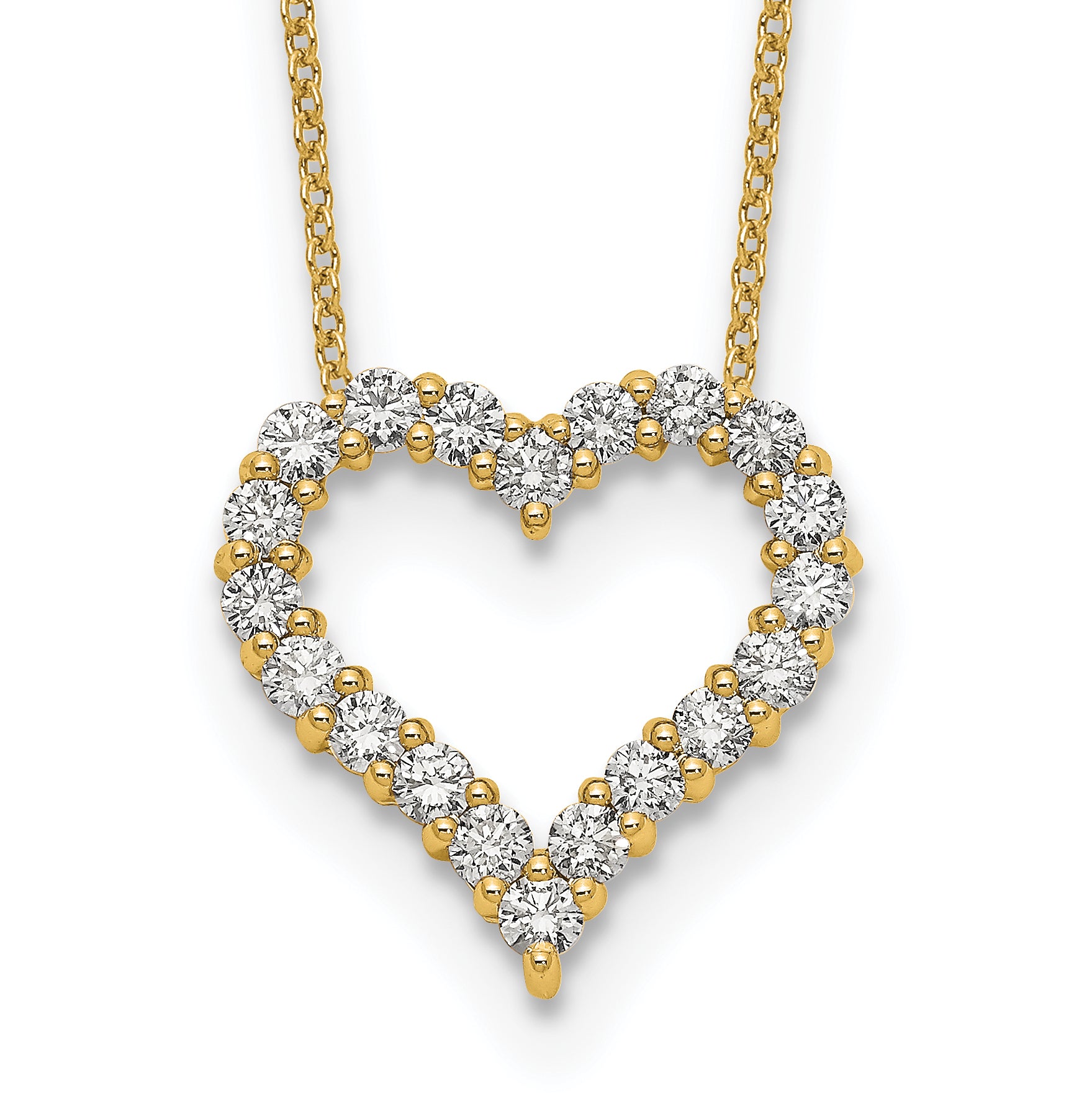14k 1 carat Lab Grown Diamond VS/SI+ G+ Complete 18 inch Heart Necklace