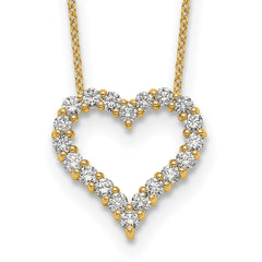 14k 1 carat Lab Grown Diamond VS/SI+ G+ Complete 18 inch Heart Necklace