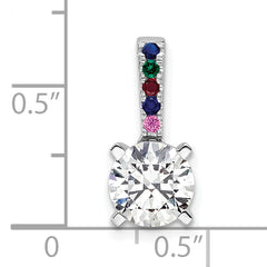 14K White Gold Lab Grown VS/SI+ G+ Dia and Multi Gemstone Semi-Mount Pendan