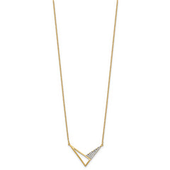 14K Polished 1/10 carat Diamond Geometric Triangles 18 inch Fashion Necklace