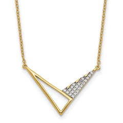 14K Polished 1/10 carat Diamond Geometric Triangles 18 inch Fashion Necklace