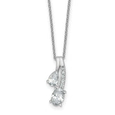 14k White Gold 7/8 carat Lab Grown Diamond VS/SI+ G+ Oval and Pear Complete 18 inch Two Stone Pendant Necklace
