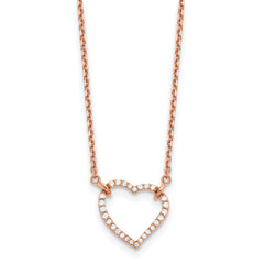 14k Rose Gold 1/5 carat Lab Grown Diamond VS/SI+ G+ Complete 18 inch Heart Necklace