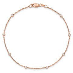 True Origin 14k Rose Gold 1/6 carat Lab Grown Diamond VS+ F+ Seven Station 7 inch Bracelet