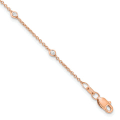 True Origin 14k Rose Gold 1/6 carat Lab Grown Diamond VS+ F+ Seven Station 7 inch Bracelet