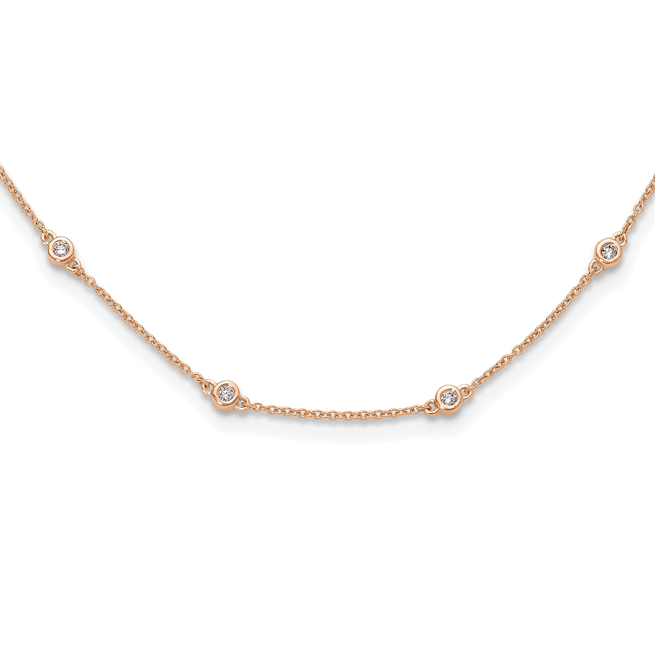 True Origin 14k Rose Gold 3/8 carat Lab Grown Diamond VS+ F+ Sixteen Station 16 inch Necklace