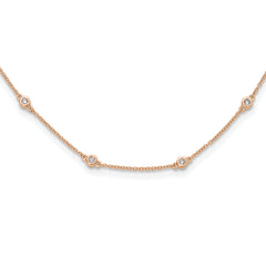True Origin 14k Rose Gold 3/8 carat Lab Grown Diamond VS+ F+ Sixteen Station 16 inch Necklace