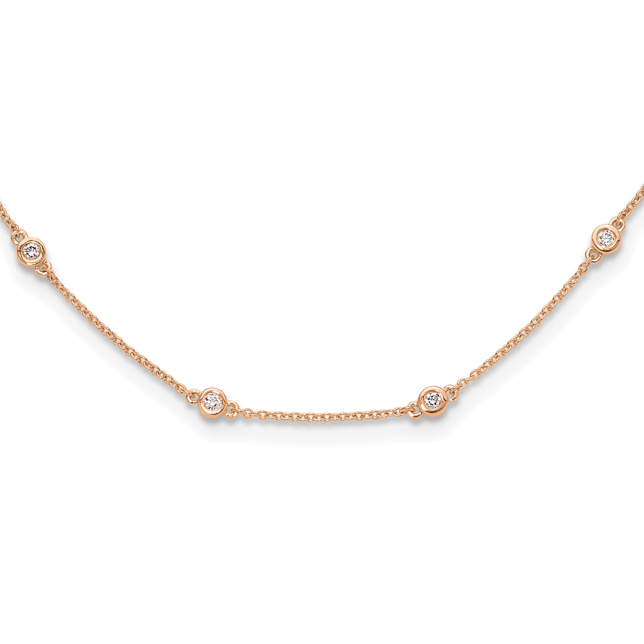 True Origin 14k Rose Gold 1/2 carat Lab Grown Diamond VS+ F+ Eighteen Station 18 inch Necklace