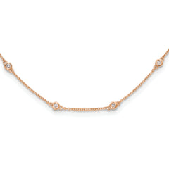 True Origin 14k Rose Gold 1/2 carat Lab Grown Diamond VS+ F+ Eighteen Station 18 inch Necklace
