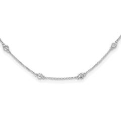 True Origin 14k White Gold 1/2 carat Lab Grown Diamond VS+ F+ Eighteen Station 18 inch Necklace