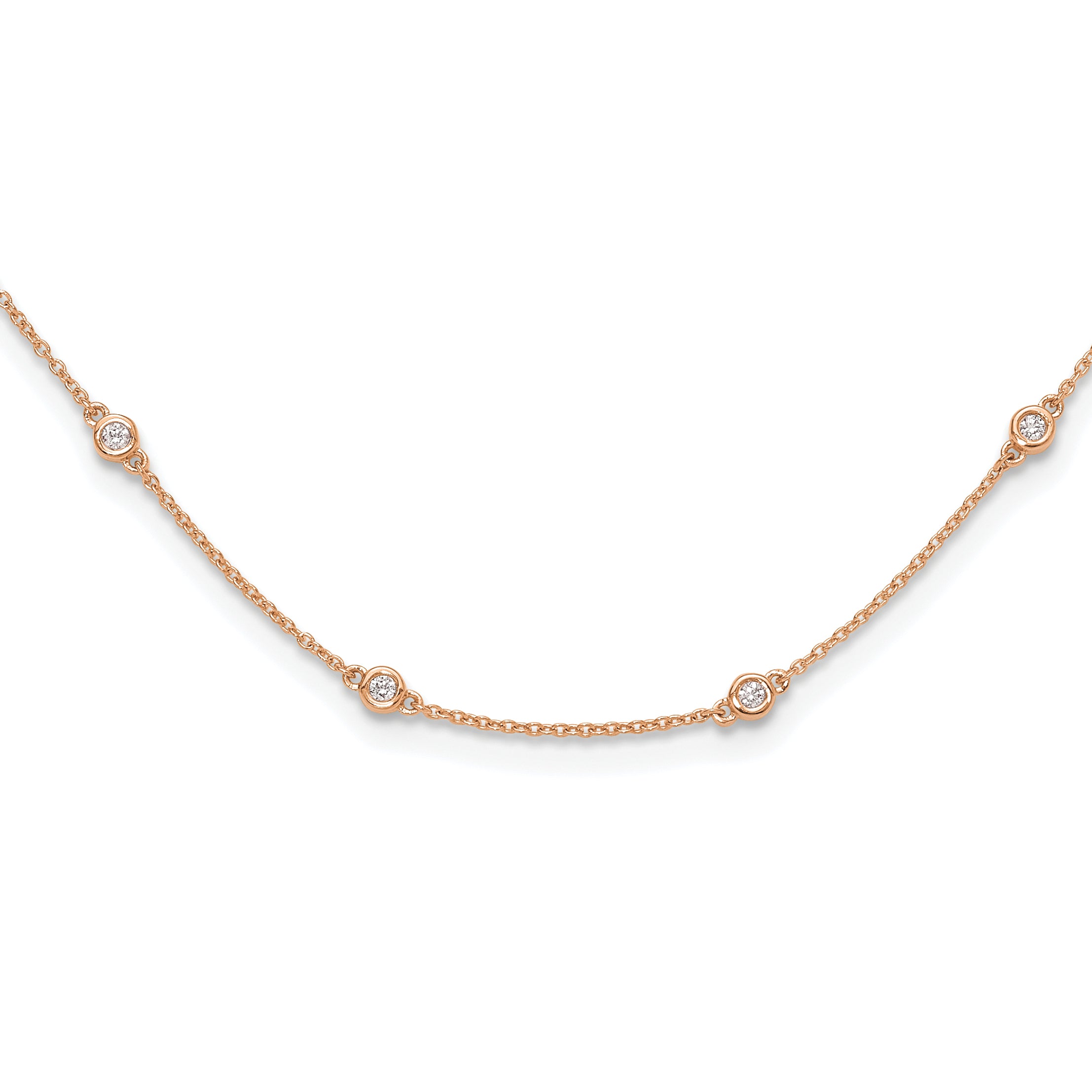 True Origin 14k Rose Gold 1/2 carat Lab Grown Diamond VS+ F+ Twenty Station 20 inch Necklace
