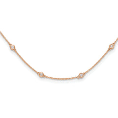 True Origin 14k Rose Gold 1/2 carat Lab Grown Diamond VS+ F+ Twenty Station 20 inch Necklace