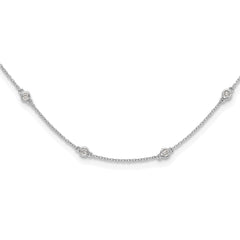 True Origin 14k White Gold 1/2 carat Lab Grown Diamond VS+ F+ Twenty Station 20 inch Necklace