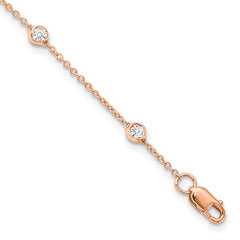 True Origin 14k Rose Gold 3/8 carat Lab Grown Diamond VS+ F+ Seven Station 7 inch Bracelet