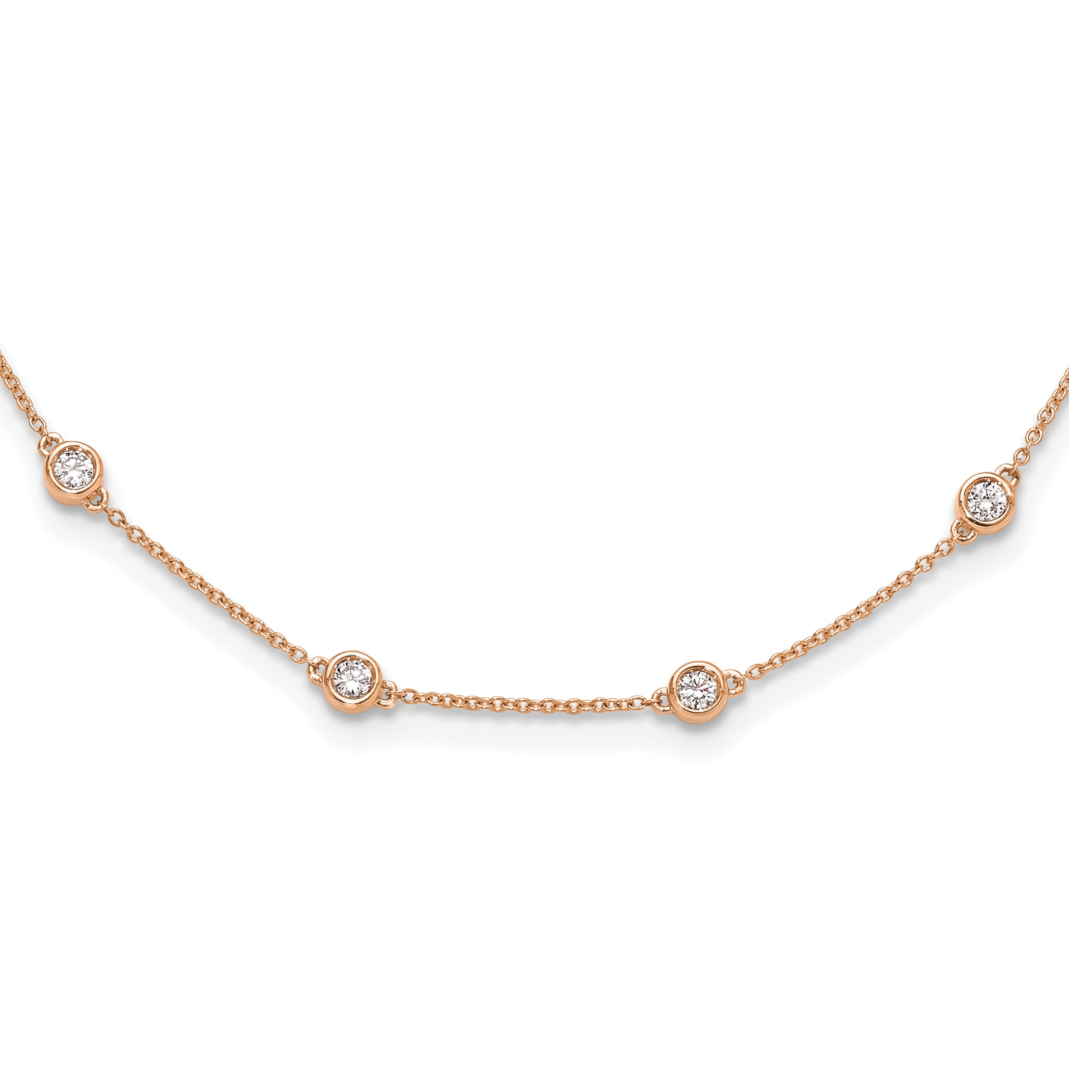 True Origin 14k Rose Gold 1 carat Lab Grown Diamond VS+ F+ Sixteen Station 16 inch Necklace