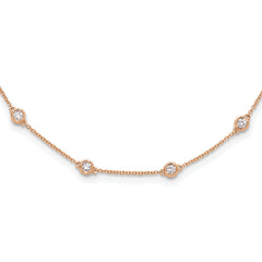 True Origin 14k Rose Gold 1 carat Lab Grown Diamond VS+ F+ Sixteen Station 16 inch Necklace