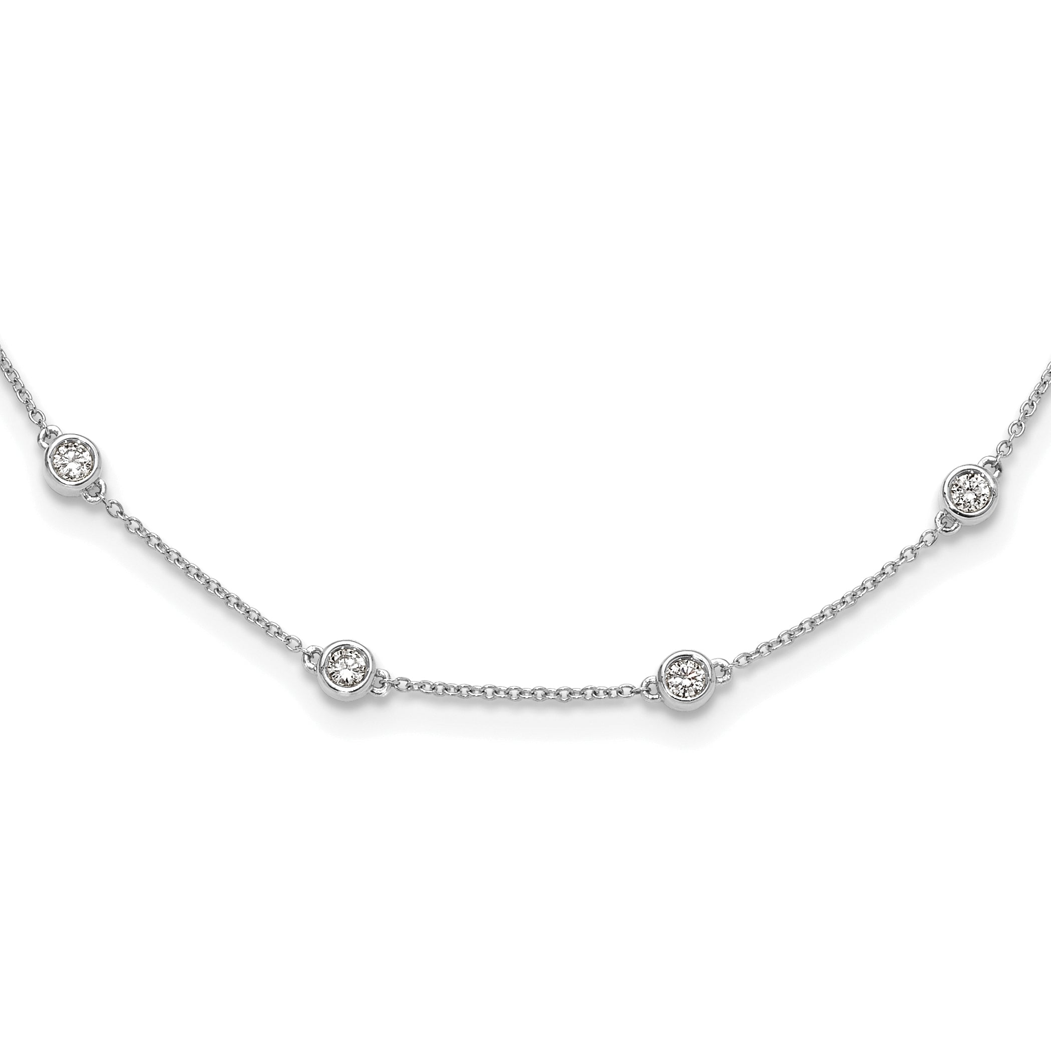True Origin 14k White Gold 1 carat Lab Grown Diamond VS+ F+ Sixteen Station 16 inch Necklace
