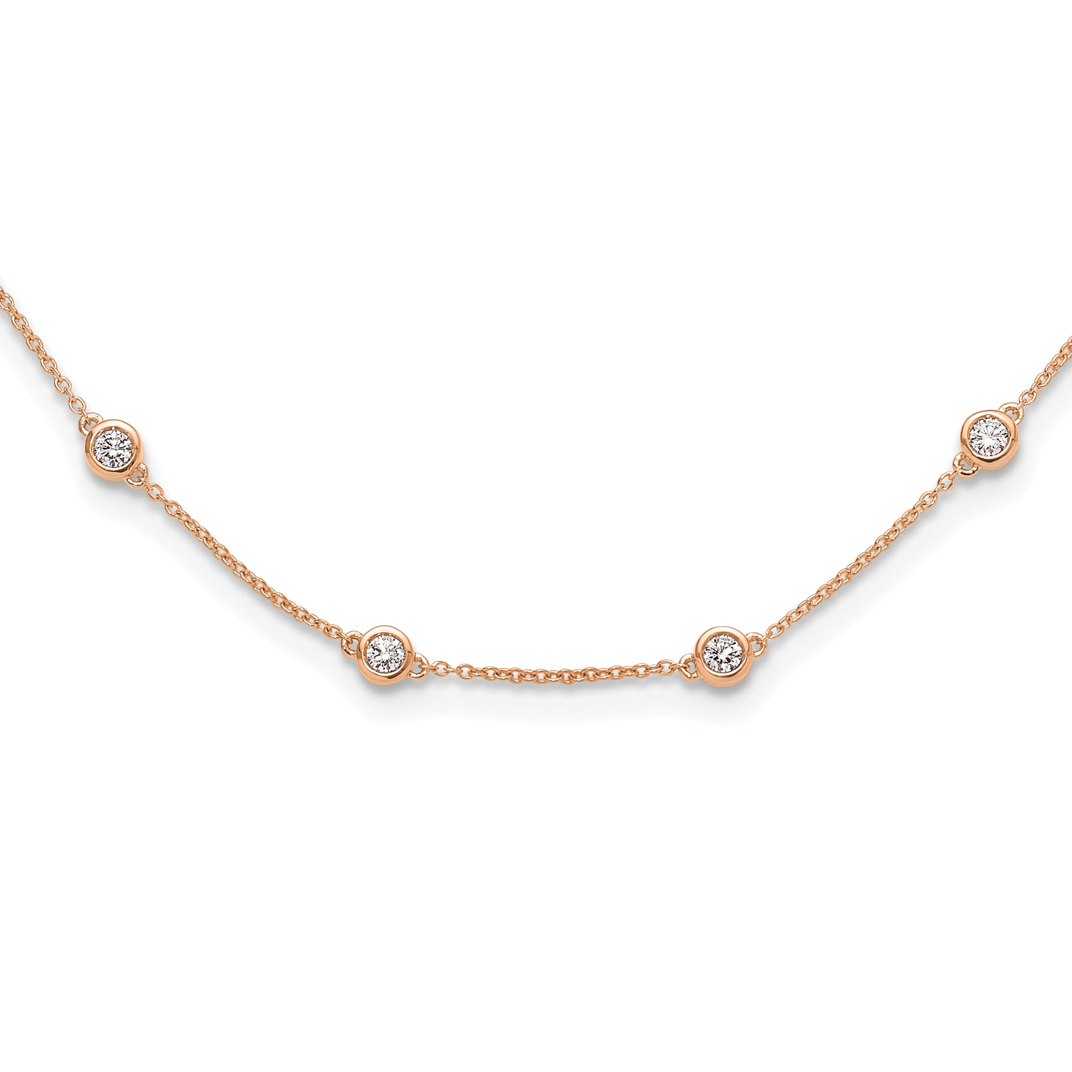True Origin 14k Rose Gold 1 1/6 carat Lab Grown Diamond VS+ F+ Eighteen Station 18 inch Necklace