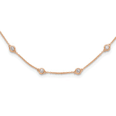 True Origin 14k Rose Gold 1 1/6 carat Lab Grown Diamond VS+ F+ Eighteen Station 18 inch Necklace
