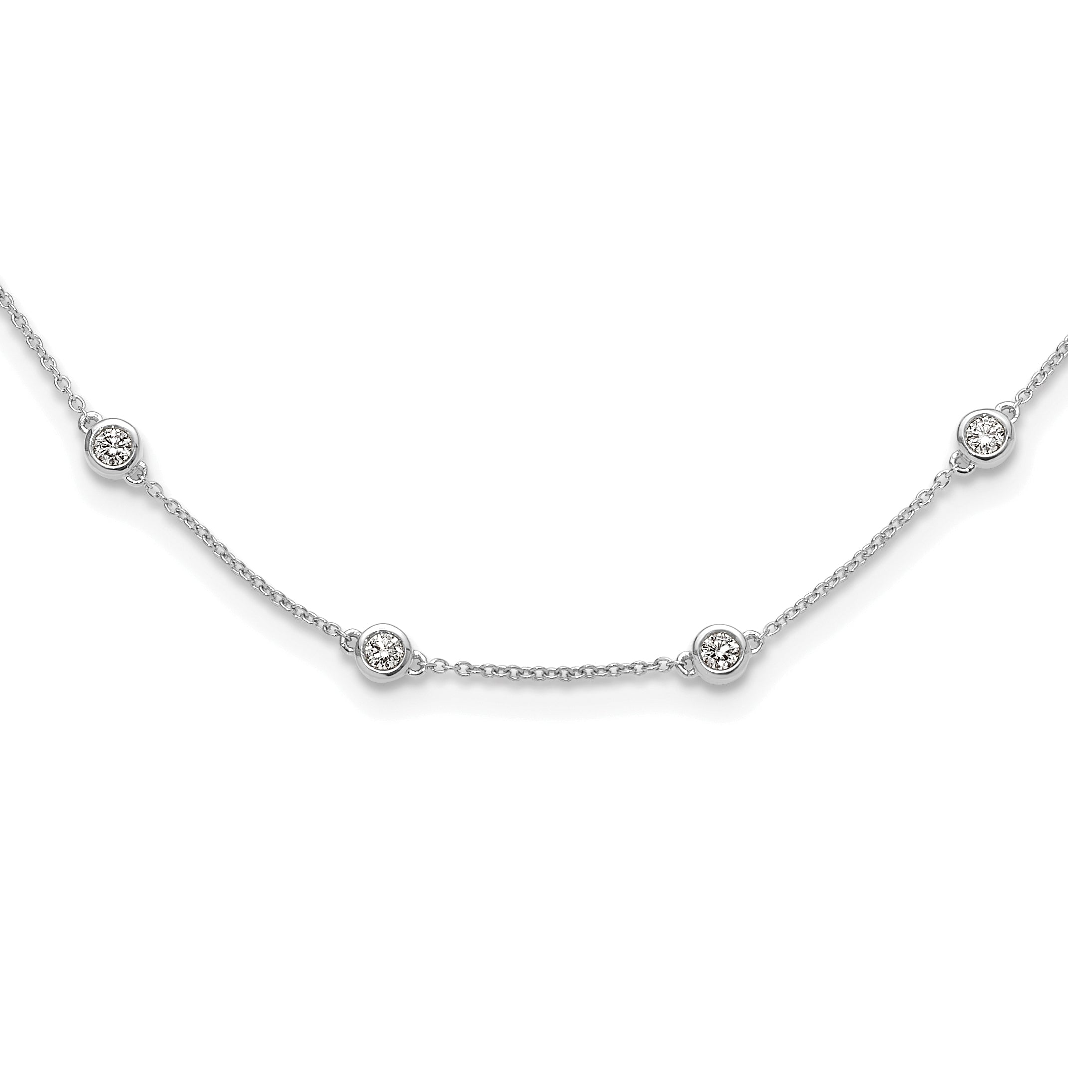 True Origin 14k White Gold 1 1/6 carat Lab Grown Diamond VS+ F+ Eighteen Station 18 inch Necklace