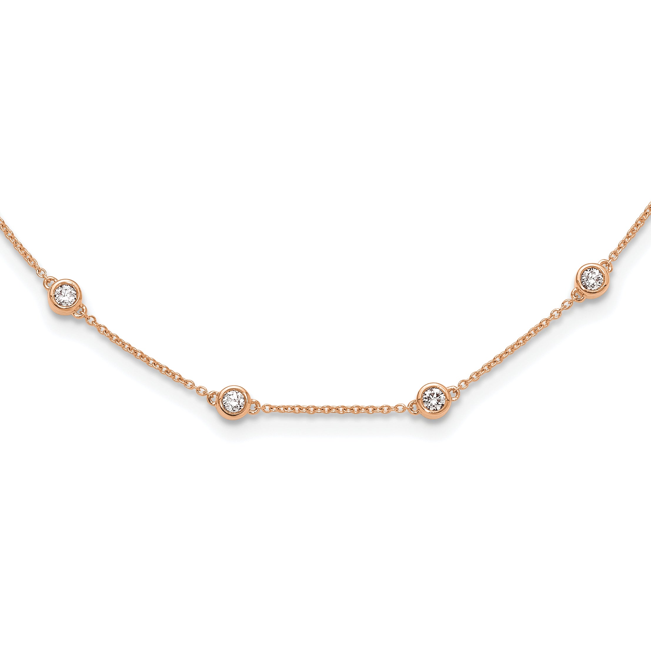 True Origin 14k Rose Gold 1 1/3 carat Lab Grown Diamond VS+ F+ Twenty Station 20 inch Necklace