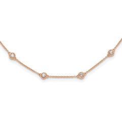 True Origin 14k Rose Gold 1 1/3 carat Lab Grown Diamond VS+ F+ Twenty Station 20 inch Necklace