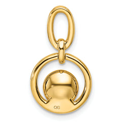 14K Polished 1/15 carat Diamond and White Freshwater Cultured Pearl Open Circle Pendant