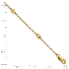 14k Complete 1/10 carat Bezel-set Diamond and Cable Chain 5-Station 7 inch Bracelet