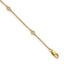 14k Complete 1/8 carat Bezel-set Diamond and Cable Chain 7-Station 9 inch Anklet