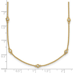 14k Complete 1/3 carat Bezel-set Diamond and Cable Chain 17-Station 20 inch Necklace