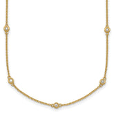 14k Complete 1/3 carat Bezel-set Diamond and Cable Chain 17-Station 20 inch Necklace