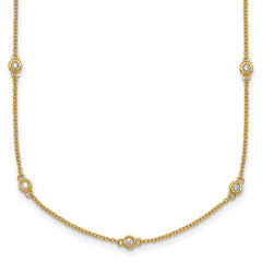 14k Complete 1/3 carat Bezel-set Diamond and Cable Chain 17-Station 20 inch Necklace
