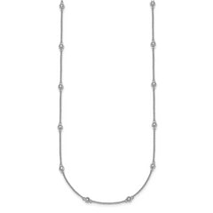 14k White Gold Complete 1/3 carat Bezel-set Diamond and Cable Chain 20-Station 20 inch Necklace