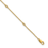 14k Complete 1/8 carat Bezel-set Diamond and Cable Chain 5-Station 7 inch Bracelet